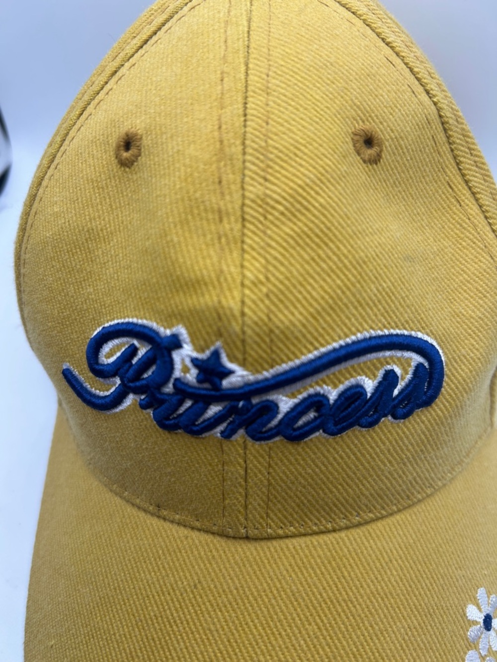 Cape Robbin Yellow Kids Baseball Cap with Blue "Princess" Embroidery - Picture 4 of 7